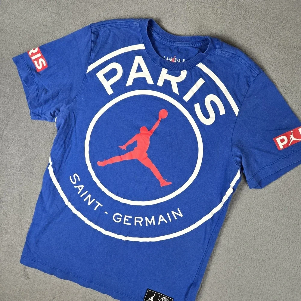 Nike Air Jordan‎ x Paris Saint Germain T-Shirt Mens Small Blue Jumpman Logo
